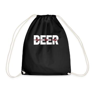 Beer Beer Lover Ekg Heartbeat - Drawstring Bag - black - Front