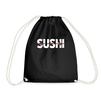 Sushi Ekg Heartbeat - Drawstring Bag - black - Front