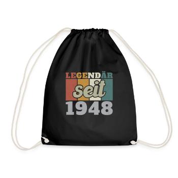 Legendär seit 1948 Geburtstagsgeschenk - Turnbeutel - Schwarz - Vorne
