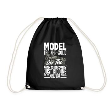 Funny Train Lover Trains Locomotive Gift - Drawstring Bag - black - Front