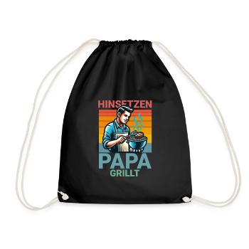 Asseyez-vous papa fait griller le barbecue en disant - Sac de sport léger - noir - Devant