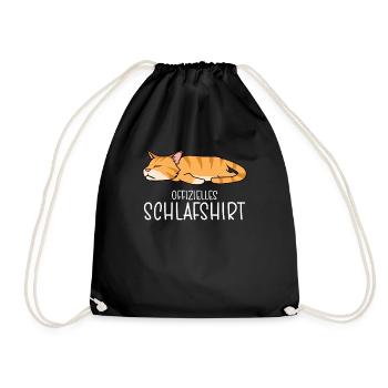 Official Sleep Shirt Cat Pajamas - Drawstring Bag - black - Front