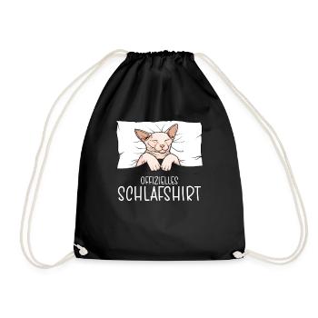 Official Sleep Shirt Sphynx Cat Pajamas - Drawstring Bag - black - Front