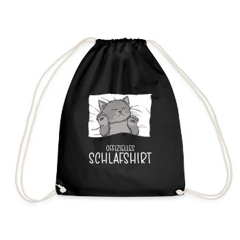 Official Sleep Shirt Cat Pajamas - Drawstring Bag - black - Front