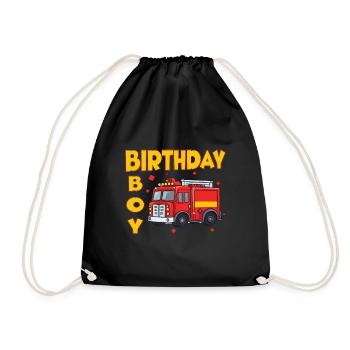 Birthday Boy Firefighter Birthday Boy - Drawstring Bag - black - Front