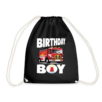 Birthday Boy Firefighter Birthday Boy - Drawstring Bag - black - Front
