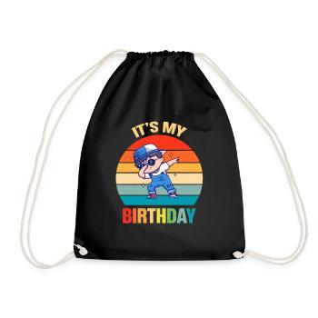 Its My Birthday Boys Girls Dabbing Birthday Gift - Drawstring Bag - black - Front
