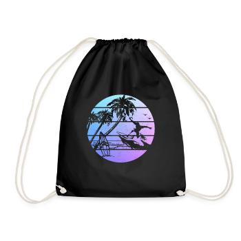 Surfer Vintage Surf Geschenk - Turnbeutel - Schwarz - Vorne