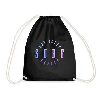 Surfer Vintage Surf Geschenk - Turnbeutel - Schwarz - Vorne