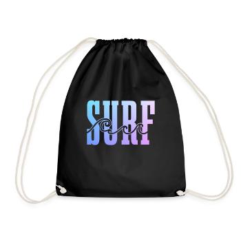 Surfer Vintage Surf Geschenk - Turnbeutel - Schwarz - Vorne