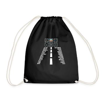 Airplane Tshirt Men's Helicopter Pilot Airplane - Drawstring Bag - black - Front