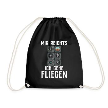 Airplane Tshirt Men's Helicopter Pilot Airplane - Drawstring Bag - black - Front