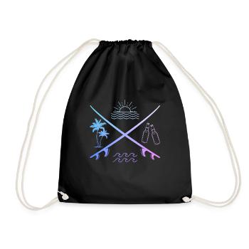 Surfer Vintage Surf Geschenk - Turnbeutel - Schwarz - Vorne
