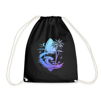 Surfer Vintage Surf Geschenk - Turnbeutel - Schwarz - Vorne