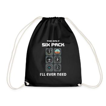 Airplane Tshirt Men's Helicopter Pilot Airplane - Drawstring Bag - black - Front