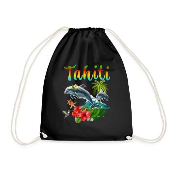 Tahiti Delphin Hibiskus Kolibri Kokospalme - Turnbeutel - Schwarz - Vorne