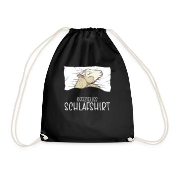 Offizielles Schlafshirt Schaf Schlafanzug - Turnbeutel - Schwarz - Vorne
