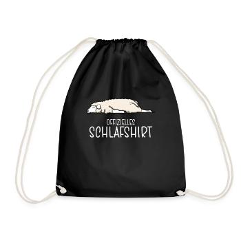 Offizielles Schlafshirt Schaf Schlafanzug - Turnbeutel - Schwarz - Vorne