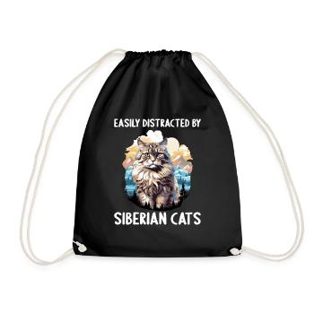 Chat Sibérien Sibirische Katze - Sac de sport léger - noir - Devant