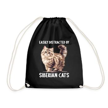 Siberian Cat Sibirische Katze - Drawstring Bag - black - Front
