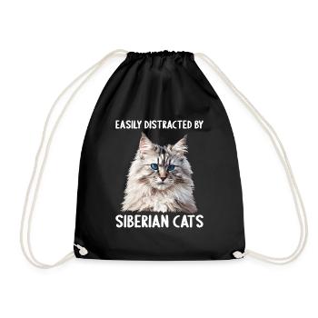 Siberian Cat Sibirische Katze - Drawstring Bag - black - Front