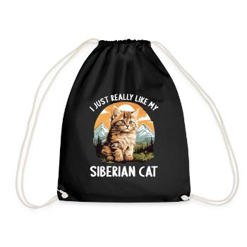 Siberian Cat Sibirische Katze - Drawstring Bag - black - Front