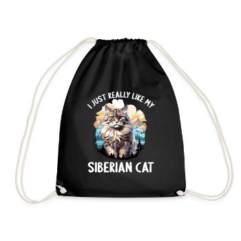 Siberian Cat Sibirische Katze - Drawstring Bag - black - Front