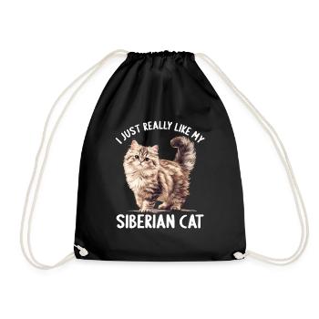 Siberian Cat Sibirische Katze - Drawstring Bag - black - Front