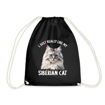 Siberian Cat Sibirische Katze - Turnbeutel - Schwarz - Vorne