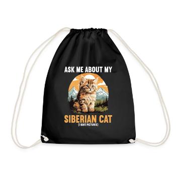 Siberian Cat Sibirische Katze - Drawstring Bag - black - Front