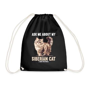 Siberian Cat Sibirische Katze - Drawstring Bag - black - Front