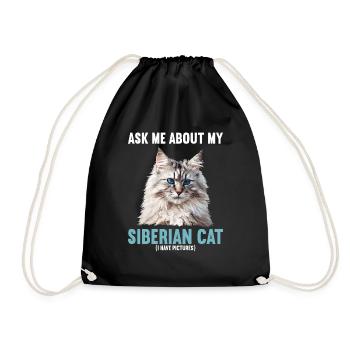 Siberian Cat Sibirische Katze - Drawstring Bag - black - Front