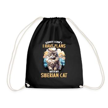 Siberian Cat Sibirische Katze - Turnbeutel - Schwarz - Vorne