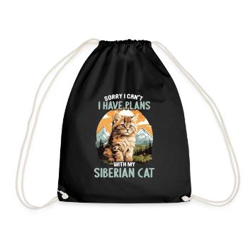Siberian Cat Sibirische Katze - Drawstring Bag - black - Front