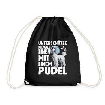 Mann mit einem Pudel Hund Zwergpudel Herrchen Hund - Turnbeutel - Schwarz - Vorne