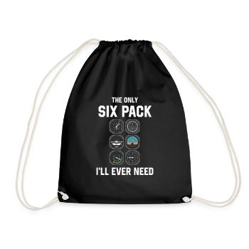 Airplane Tshirt Men's Helicopter Pilot Airplane - Drawstring Bag - black - Front