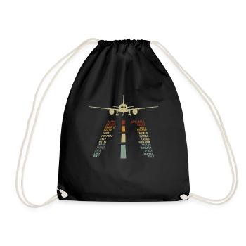 Airplane Tshirt Men's Helicopter Pilot Airplane - Drawstring Bag - black - Front