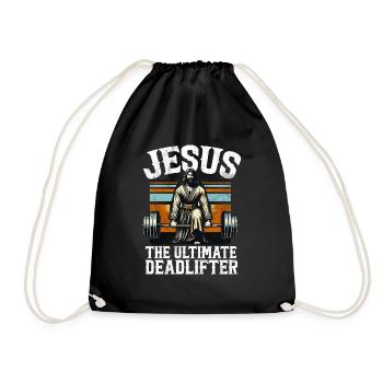 Jesus The Ultimate Deadlifter Christian Gym - Drawstring Bag - black - Front