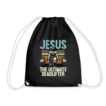 Jesus The Ultimate Deadlifter Christian Gym - Drawstring Bag - black - Front