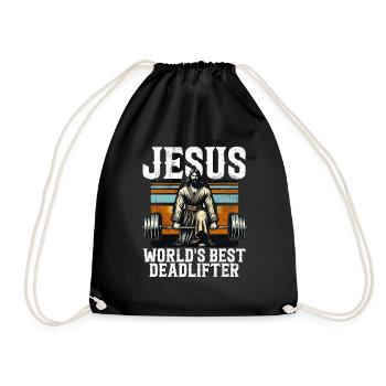 Jesus The Ultimate Deadlifter Christian Gym - Drawstring Bag - black - Front