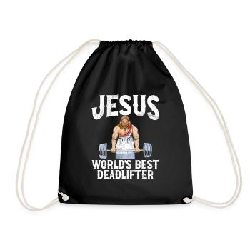 Jesus The Ultimate Deadlifter Christian Gym - Drawstring Bag - black - Front