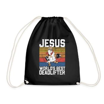 Jesus The Ultimate Deadlifter Christian Gym - Drawstring Bag - black - Front