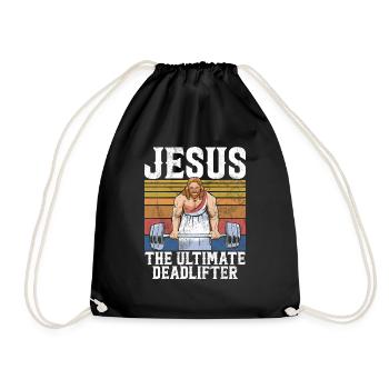 Jesus The Ultimate Deadlifter Christian Gym - Drawstring Bag - black - Front