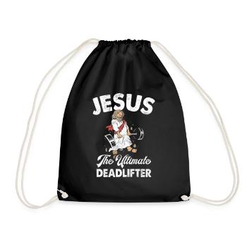 Jesus The Ultimate Deadlifter Christian Gym - Drawstring Bag - black - Front
