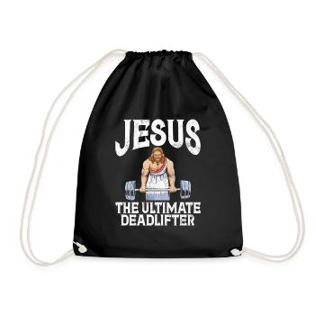 Jesus The Ultimate Deadlifter Christian Gym - Drawstring Bag - black - Front