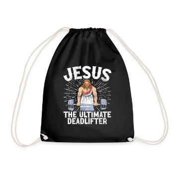 Jesus The Ultimate Deadlifter Christian Gym - Drawstring Bag - black - Front