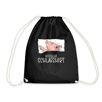 Offizielles Schlafshirt Schwein Schlafanzug - Turnbeutel - Schwarz - Vorne