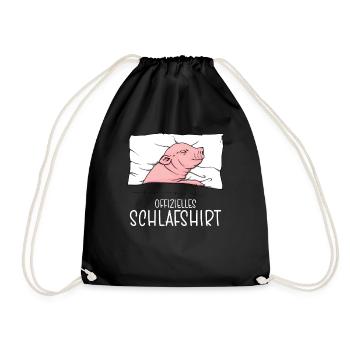 Offizielles Schlafshirt Schwein Schlafanzug - Turnbeutel - Schwarz - Vorne