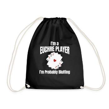 I am a Euchre player, I bluff - Drawstring Bag - black - Front