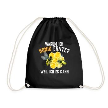 Beekeeper Tshirt Honey Bee Beekeeping Beekeeper - Drawstring Bag - black - Front